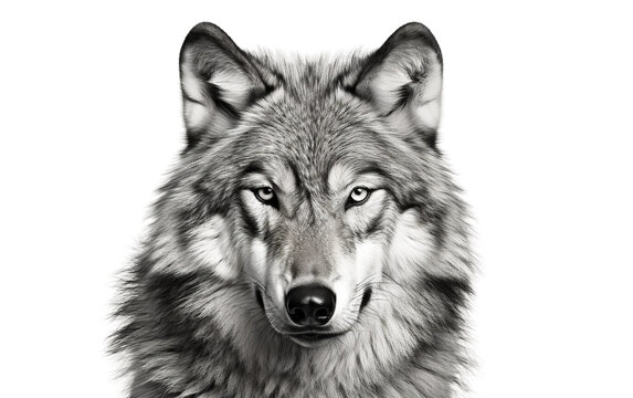 Elegant White Wolf Rendering on Transparent background