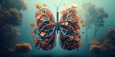 The lungs emphasized symbolizing the importance of the central nervous system and its role in human functioning generative ai
