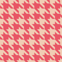 Tweed check plaid coral pattern for spring autumn winter in trendy coral. Seamless color houndstooth tartan for jacket, coat, skirt, dress, scarf, other modern fabric print.
