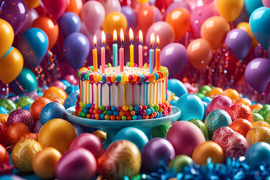 parth cake and balloons. Generative AI
