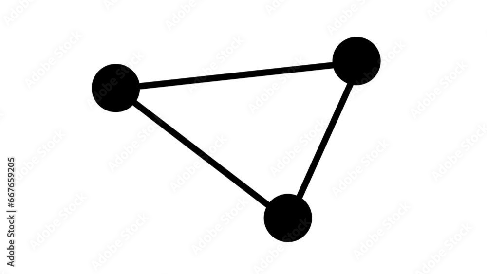 Poster abstract network of connected black dots in motion, on white. connected dot background animation.