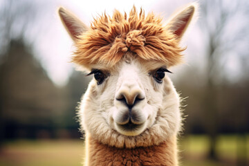 Obraz premium Close up portrait of an alpaca