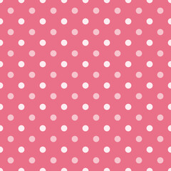 White Polka Dots Pattern Repeat on coral Background