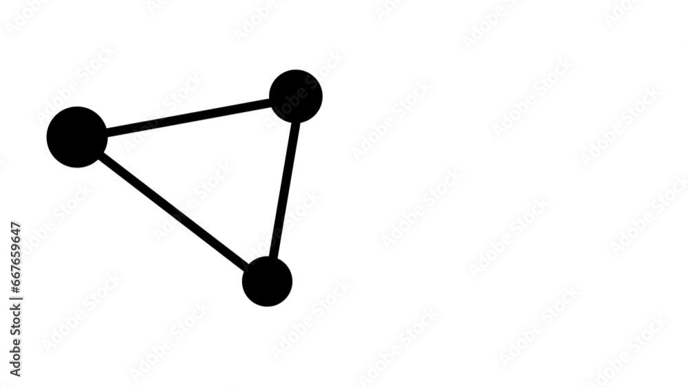Poster abstract network of connected black dots in motion, on white. connected dot background animation.