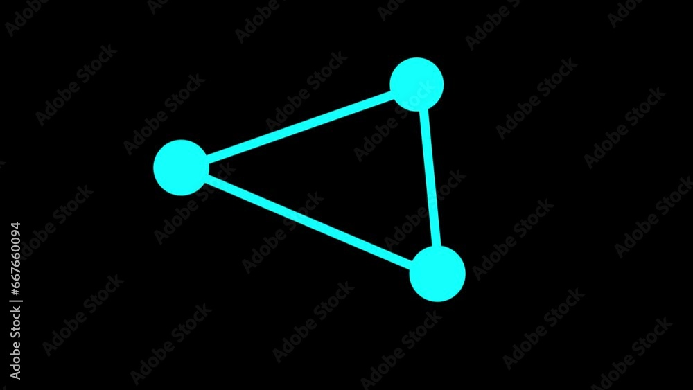Poster abstract network of connected blue line and dots in motion, on black. connected dot background anima