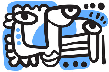 abstract face that combines geometric and organic elements.