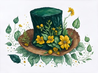 Green Leprechaun hat. AI generated illustration