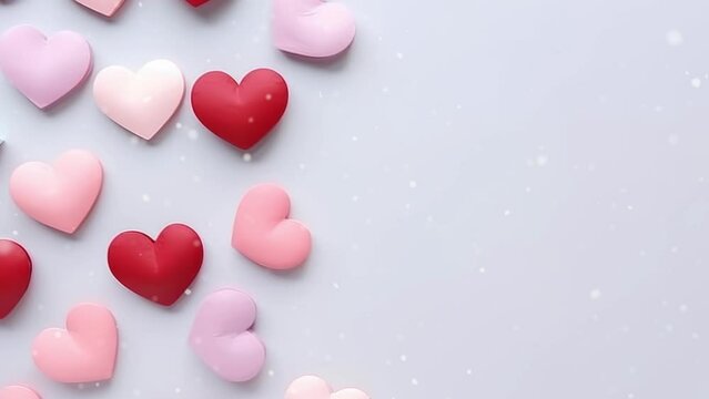 Heart minimal valentine background. Red pink heart coloured. Pink background.