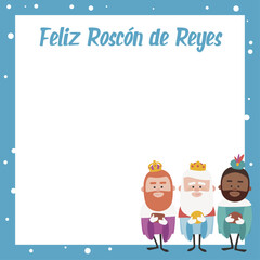 Greeting card. Happy Three King's cake written in Spanish