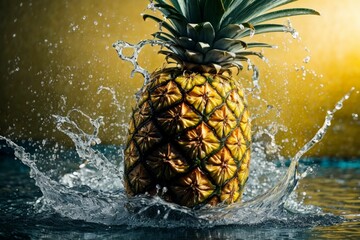 Water splash on pineapple fruit - Powered by Adobe