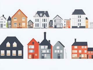 illustration of houses in town