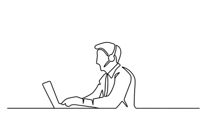 person with laptop working, business people vector line art