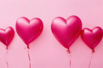 pink balloons in the shape of heart, valentine's day, celebration, birthday, party, holiday