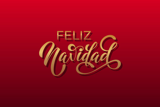 Feliz Navidad spanish Merry Christmas Modern calligraphy lettering on sticker for season greetings