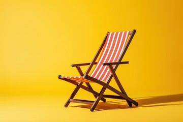 Sunbathed Deck chair. Sun summer travel. Generate Ai