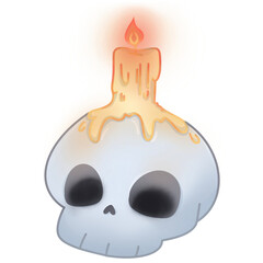 Skeleton With Candle In Halloween