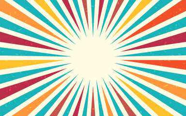 Vintage sunburst background pattern and grunge textured