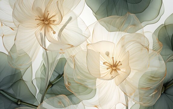Transparent see through flowers art wallpaper.