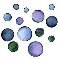 Multicolored Dots Set. Hand-drawn gouache and watercolor illustration  for wallpaper, banner, textile, postcard or wrapping paper