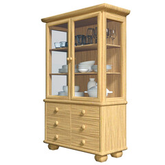 Timeless Elegance : 3D Rendered Antique Wooden Cabinet