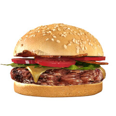 Savor the 3D Rendered Burger: A visual feast of juicy layers, fresh toppings, and irresistible textures, making your taste buds dance!