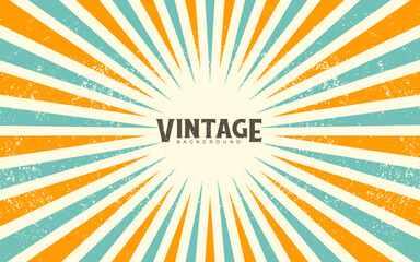 Vintage sunburst background pattern and grunge textured