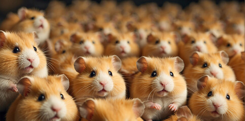 Lots of cute funny fluffy hamsters