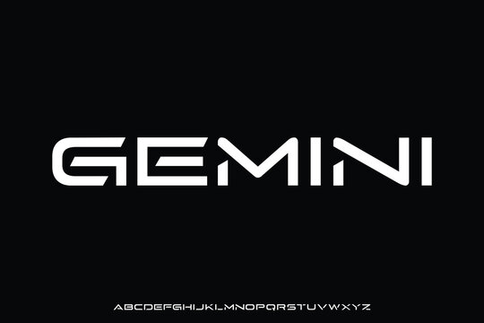 Modern creative futuristic alphabet display font vector. Unique expanded technology typography style