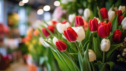 Beautiful Colorful Tulips. Tulips. Mother's day concept with a space for a text. Valentine day concept with a copy space.