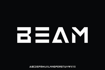 Geometric futuristic display font vector. Modern alphabet typography style illustration