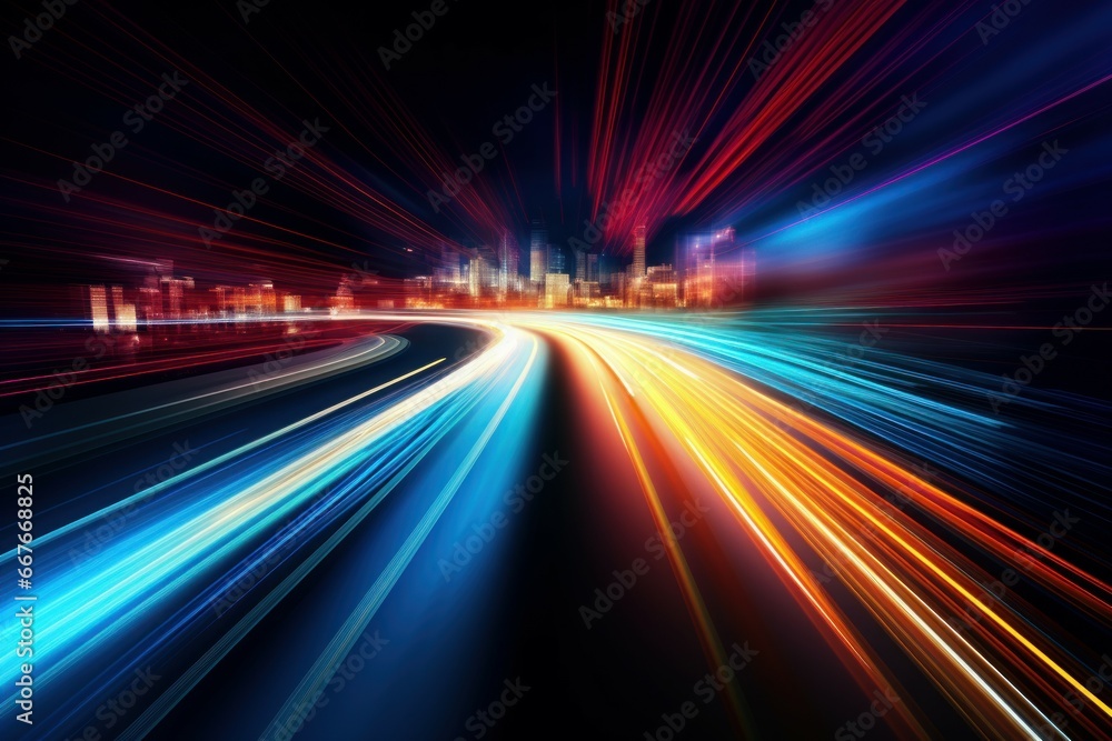 Poster dynamic digital data flow motion. computer information. generate ai