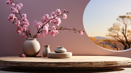 blank podium display image with serene and peaceful