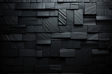 Abstract black wooden blocks  texture backdrop 