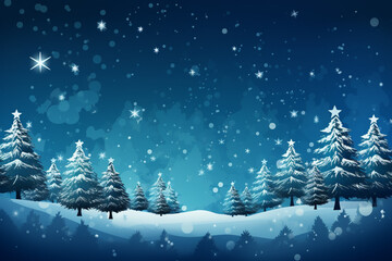 Christmas background with snow, pine trees and copy space for text.