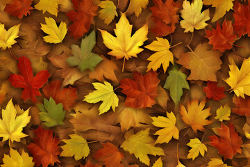 Naklejka na ściany i meble Autumn leaves on wooden background with copy space