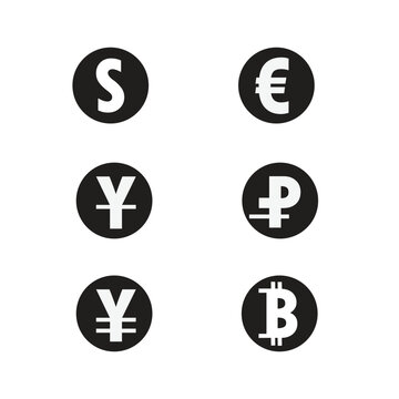 Money and currency exchange editable icons set isolated on white background flat vector illustration