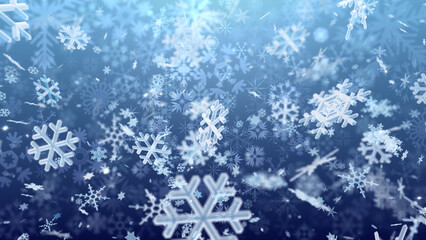 Snow Flake Crystals winter freeze ice holiday particle 3D illustration background