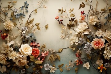 Decorative Floral craft paper. Art summer design. Generate Ai