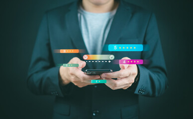 Customer satisfaction assessment in service rating icon, 5 stars for service that exceeds expectations. Customer Service Experience and Business Satisfaction Surveys