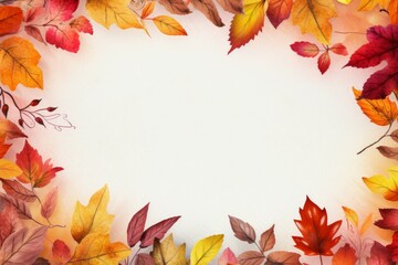 Naklejka na ściany i meble Vibrant frame autumn leaves forest. October season. Generate Ai