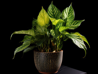 Dieffenbachia (Dumb Cane)  Studio Shot Isolated on Clear Background, Generative AI