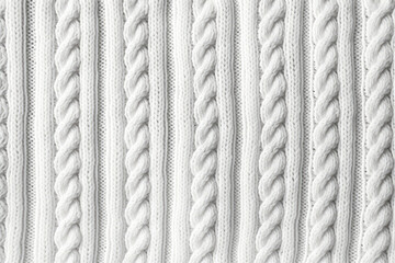 closeup of white wool knit fabric texture