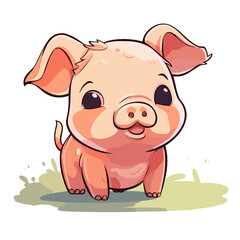 Fototapeta premium Pig hand-drawn illustration. Pig. Vector doodle style cartoon illustration. generative ai