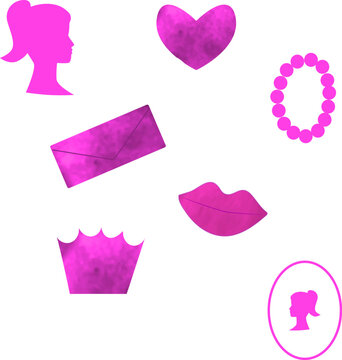 set of pink elements