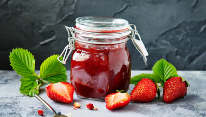 strawberry jam in a jar