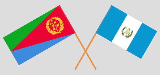 Crossed flags of Eritrea and Guatemala. Official colors. Correct proportion