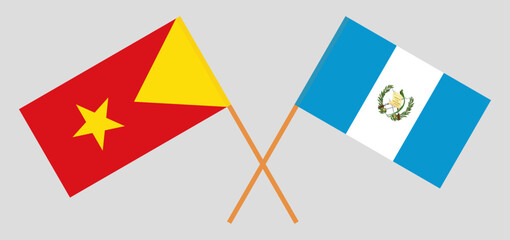 Crossed flags of Tigray and Guatemala. Official colors. Correct proportion