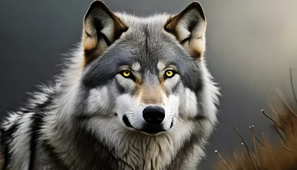 Selbstklebende Fototapeten gray wolf portrait hd 8k wallpaper stock photographic image © Art_me2541