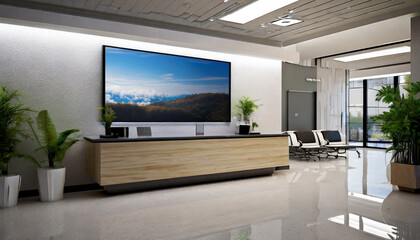 hospital reception tv mockup font view in the in hospital reception illustration generative ai