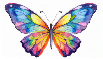 rainbow colored artistic butterfly isolated on a white background